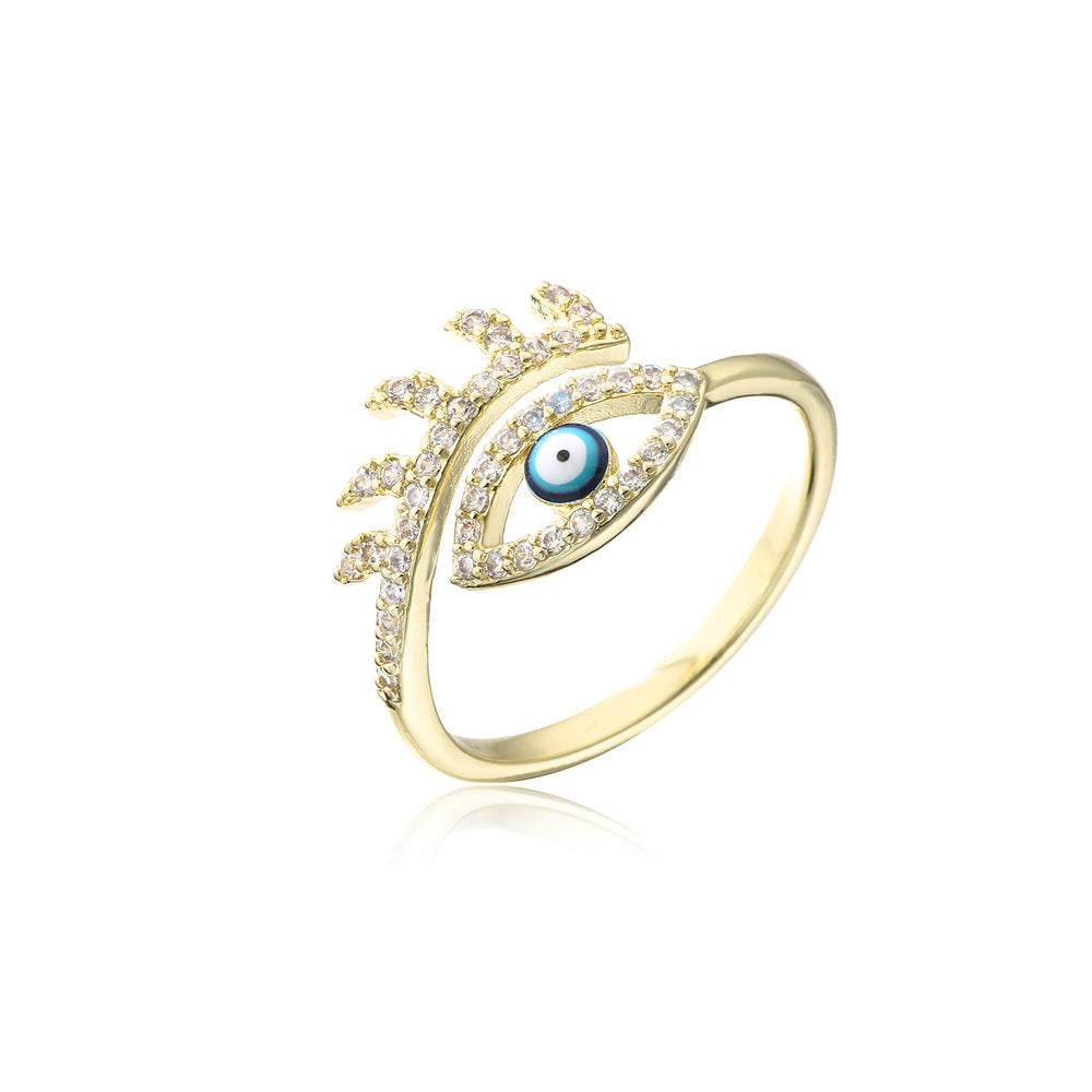 Geometric Micro-pave Cubic Zirconia Brass Ring for Women