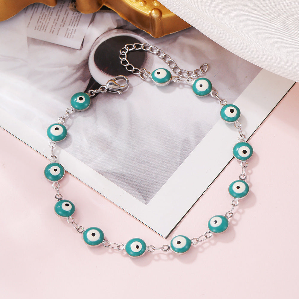 Geometric Round Evil Eye Stainless Steel Bracelet for Women