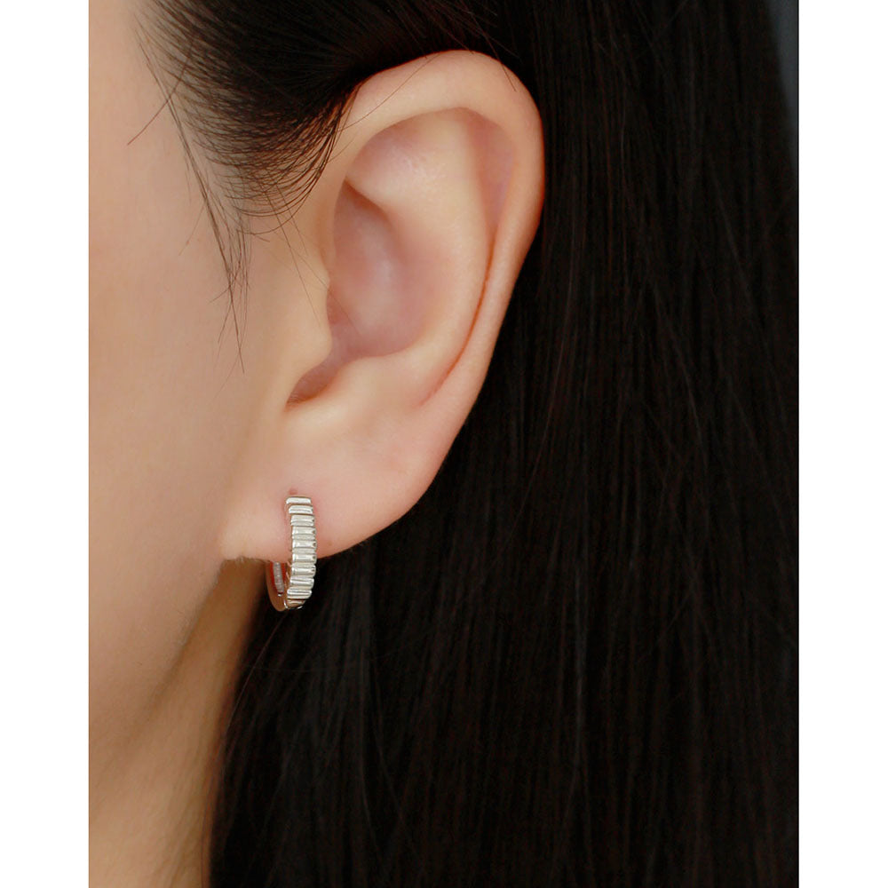 Elegant 925 Sterling Silver Round Striped Geometric Hoop Earrings for Women