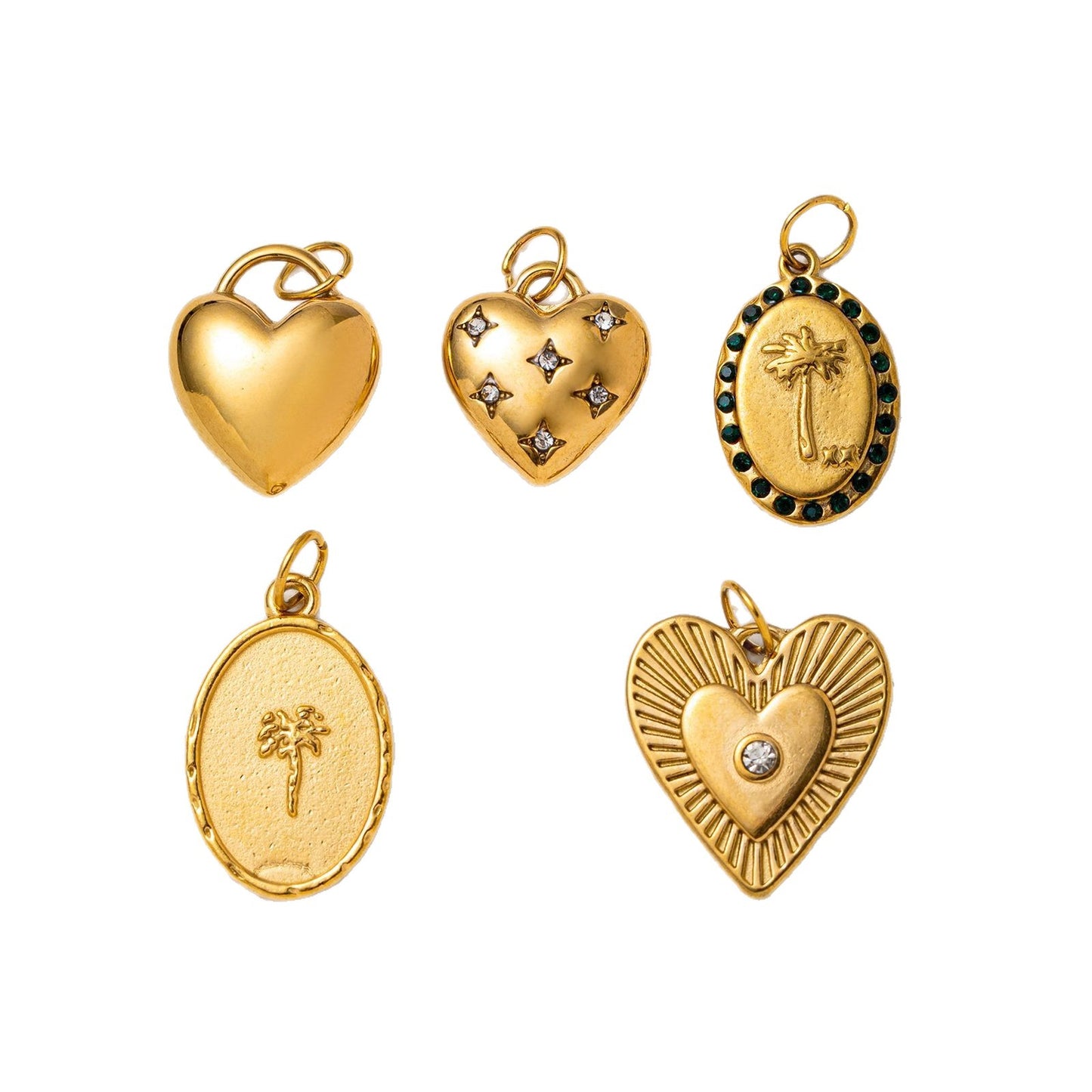 Minimalist Square Heart Titanium Steel Plated Pendant with Cubic Zirconia Charm Bar for Women