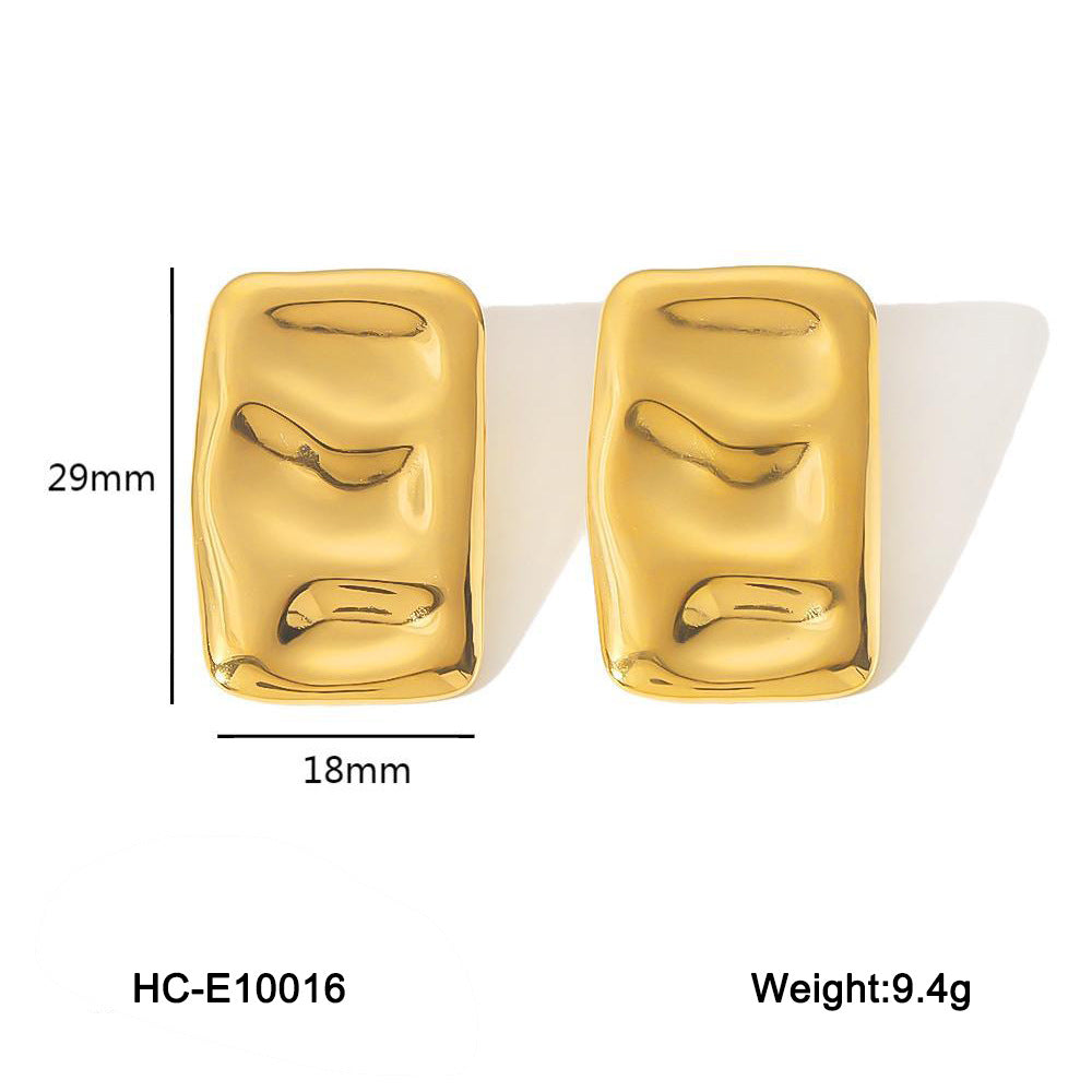 Pendientes Minimalistas Geométricos Cuadrados de Acero de Titanio para Mujer con Acabado Chapado y Diseño Moderno