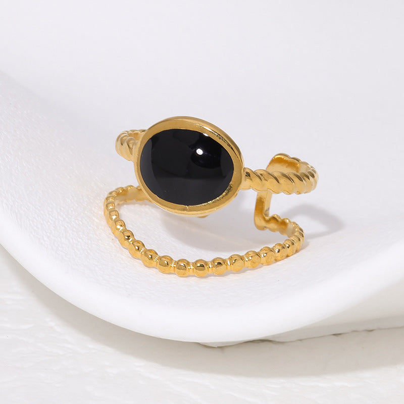 Anello Aperto Minimalista Geometrico da Donna in Acciaio Inossidabile con Finitura Placcata, Accessorio Moda Elegante e Versatile