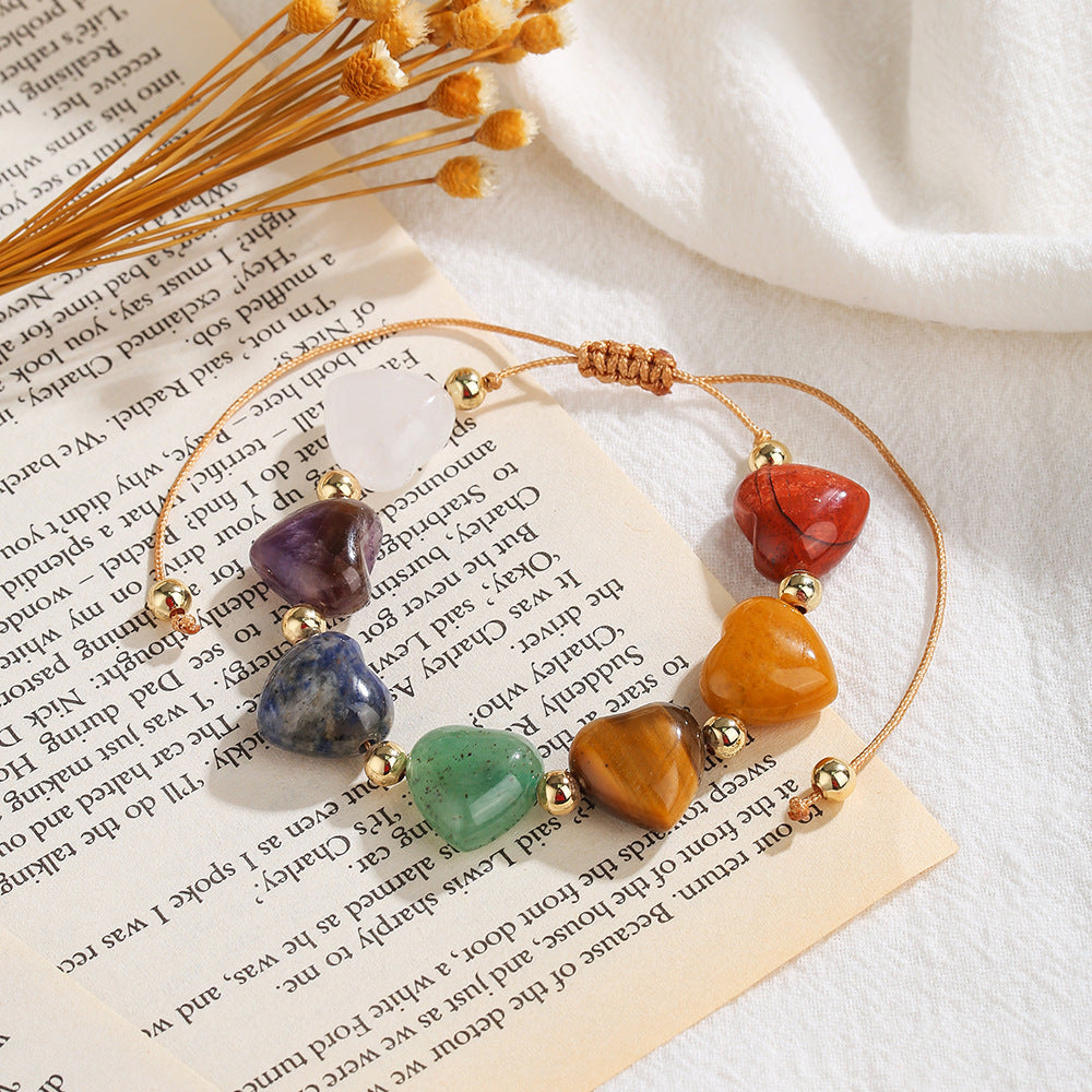 Vintage Minimalist Heart Geometric Gemstone Bracelet