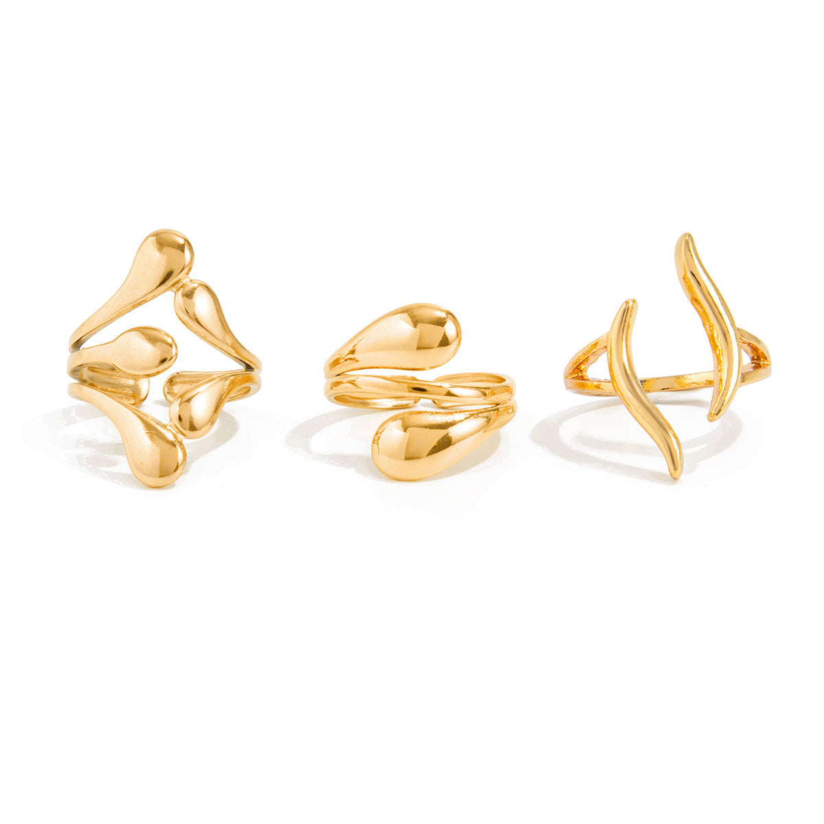 Minimalist Geometric Teardrop Alloy Plated Open Ring for Women