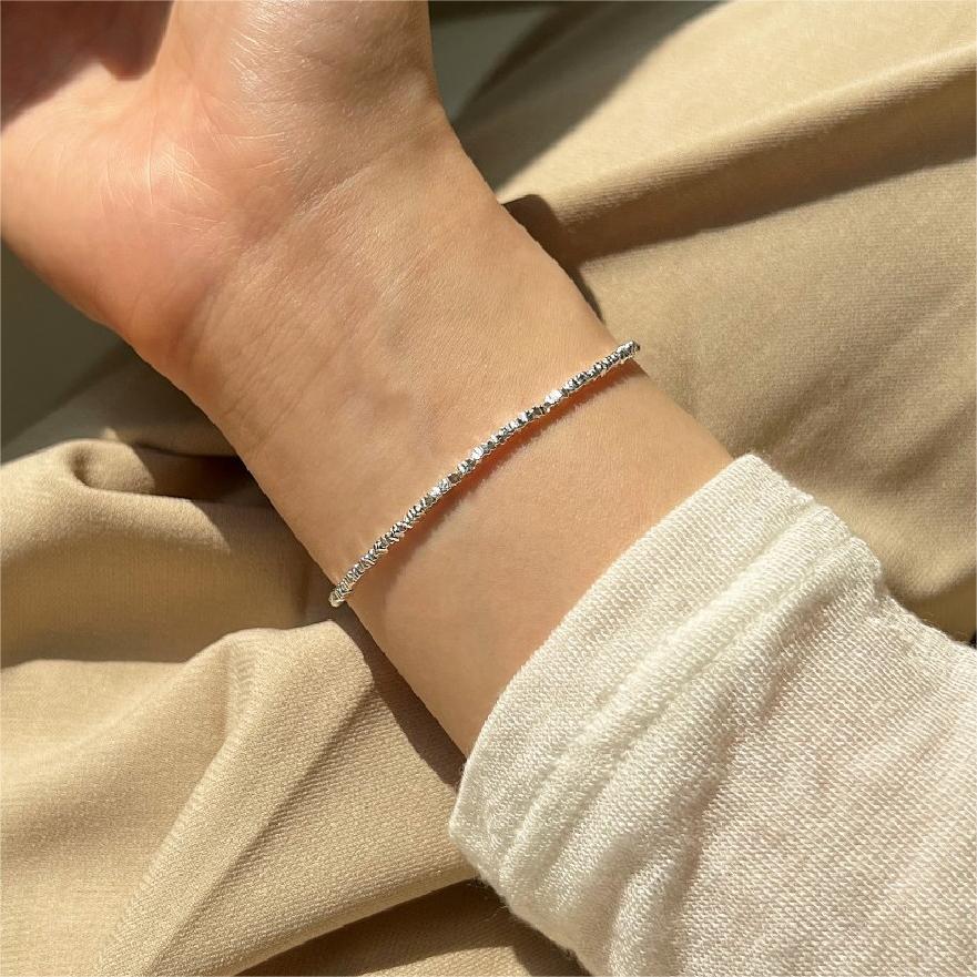 Bracciale Minimalista Geometrico a Quattro Angoli in Argento Sterling Realizzato a Mano con Argento S925