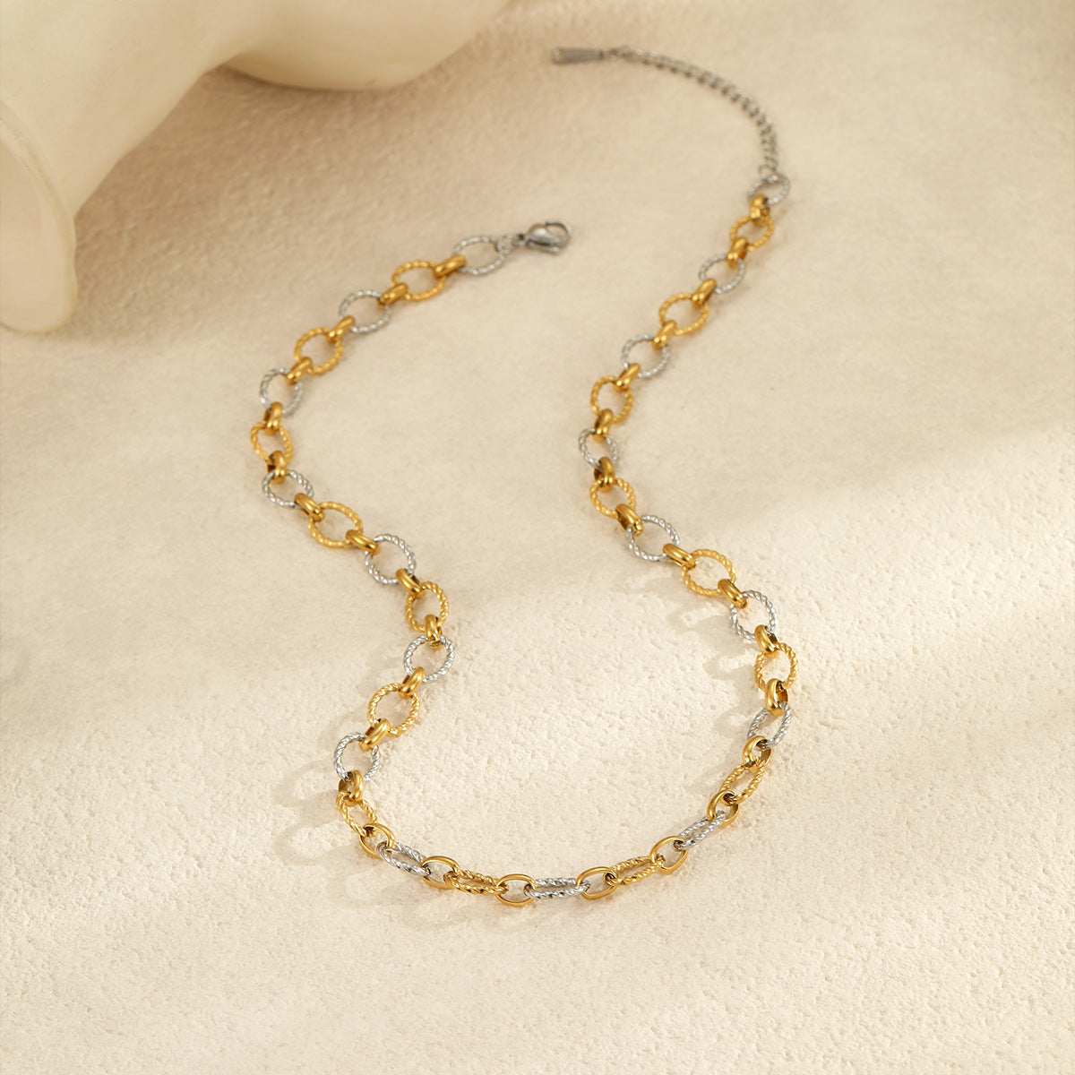 Fashionable Geometric Stainless Steel Plated 18K Gold Bracelet Necklace for Women
