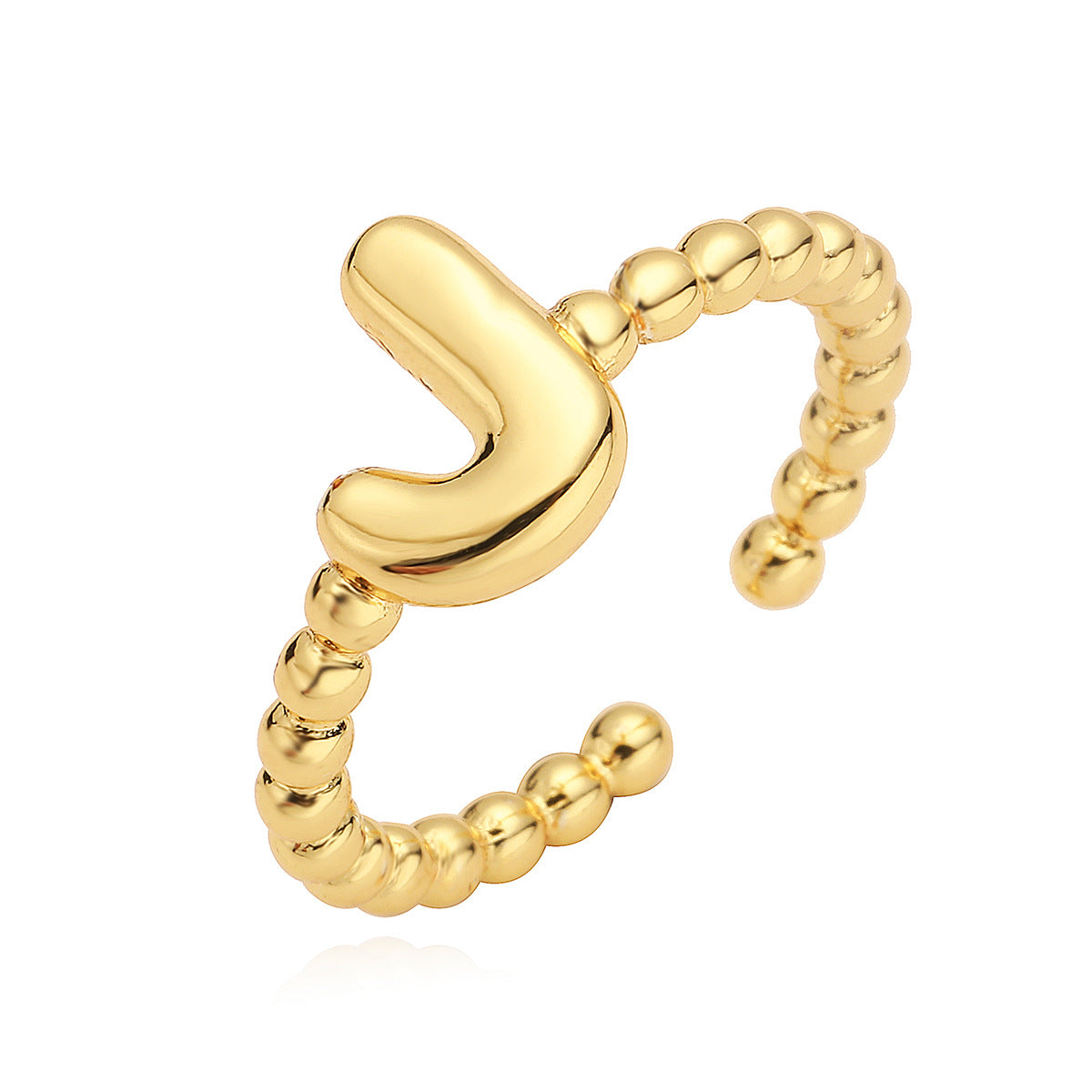 Minimalist 18K Gold Plated Brass Letter Ring for Women