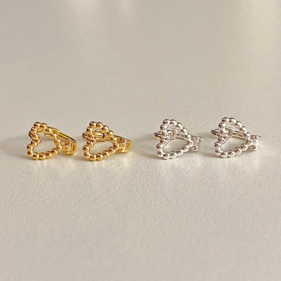 Orecchini a Cuore Minimalisti da Donna in Argento Sterling 925 con Intarsio di Perle