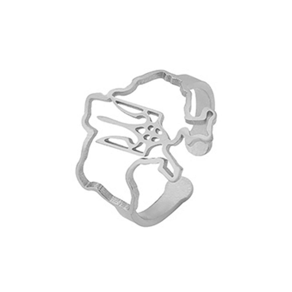 Anello da donna alla moda placcato oro in acciaio inossidabile con cuore aperto e design geometrico