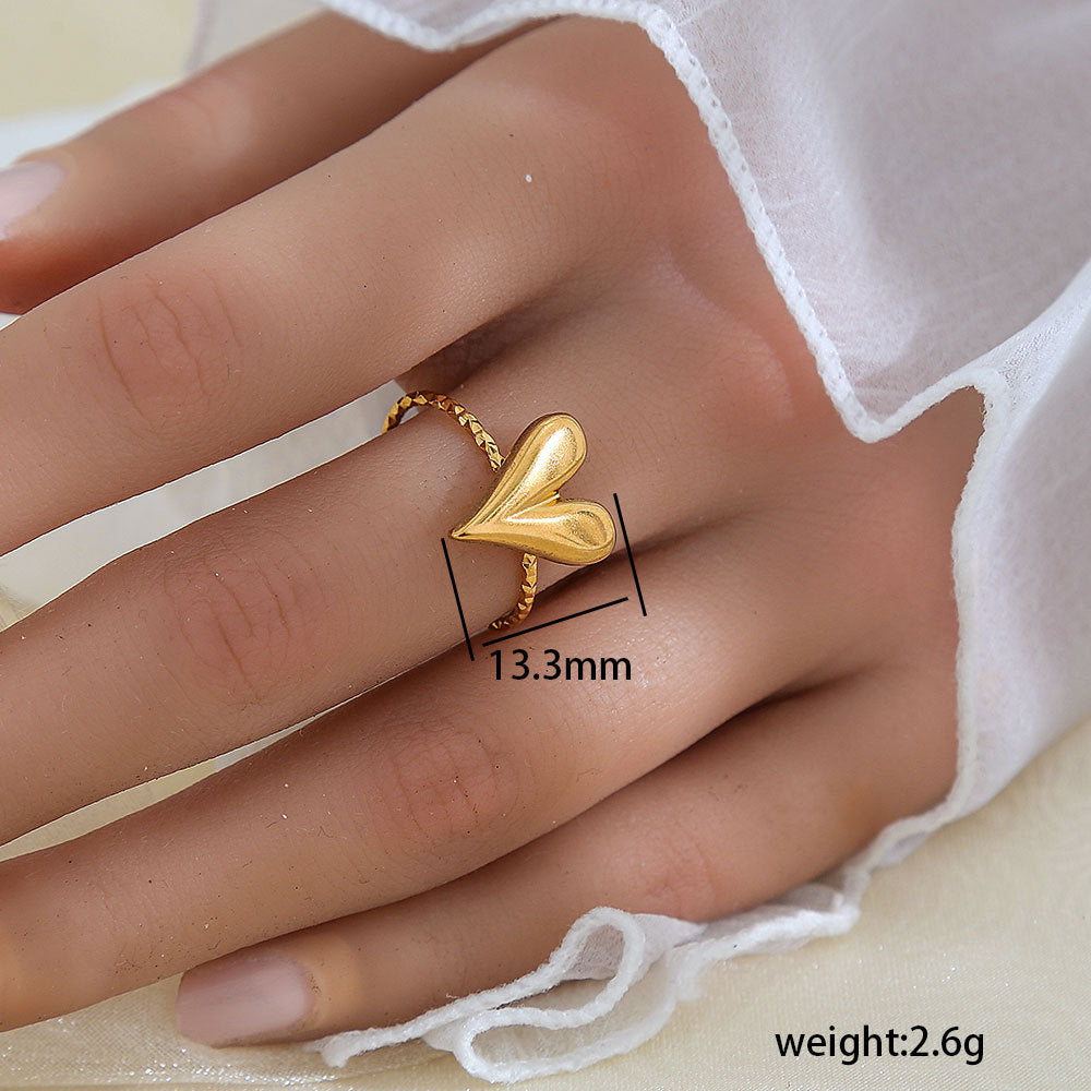 Anello Minimalista a Forma di Foglia in Acciaio Inossidabile Placcato Oro 18K da Donna e da Uomo