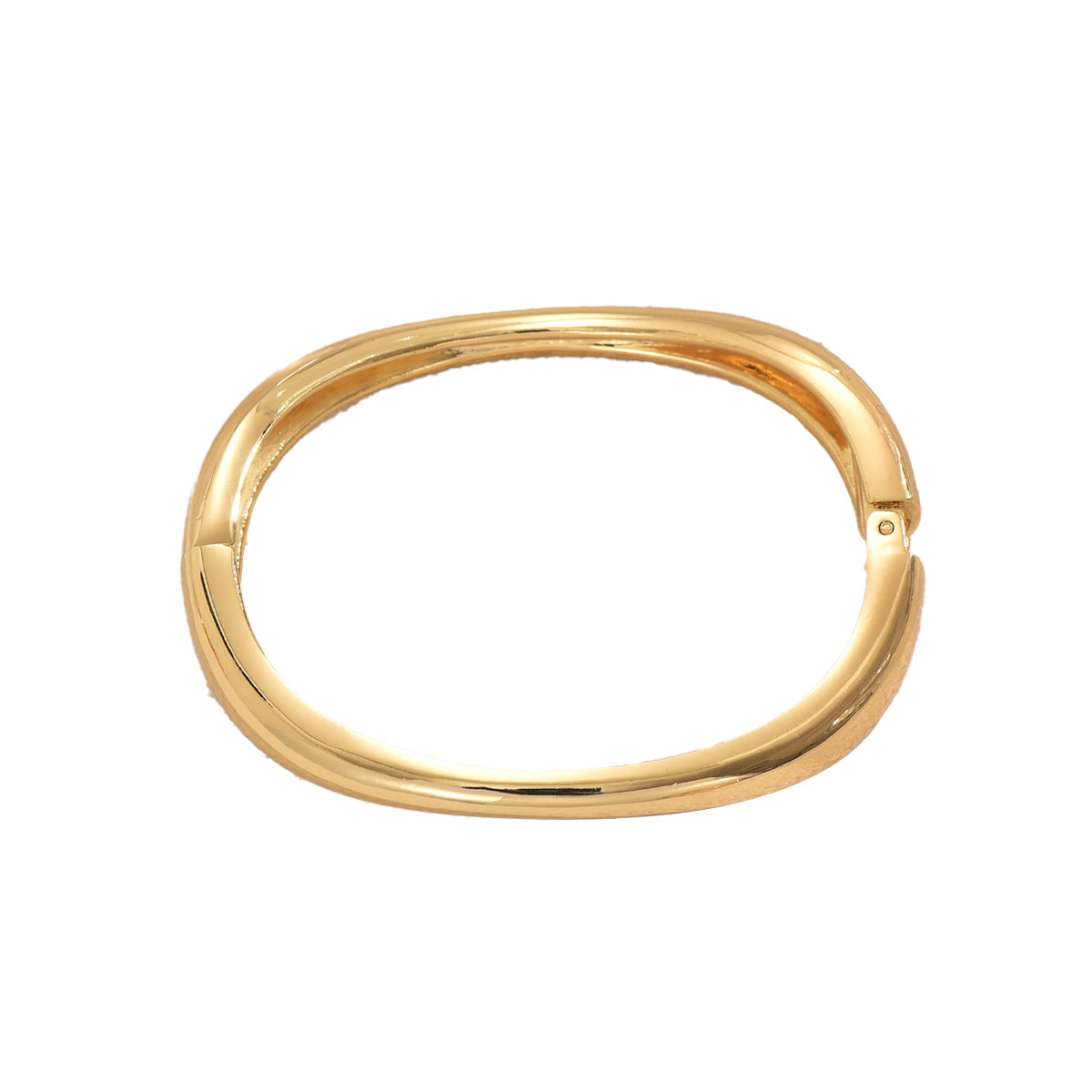 Pulsera de aleación de zinc chapada en oro de 18K con diseño geométrico y superficie lisa para mujer