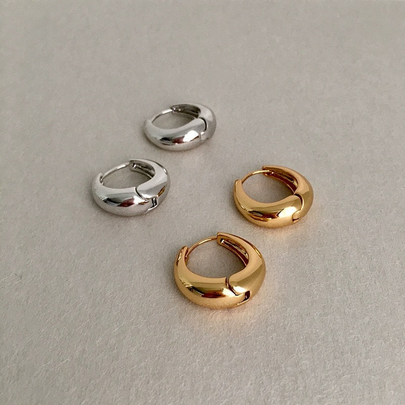 Orecchini a Cerchio Minimalisti da Donna in Acciaio al Titanio Stile Francese con Placcatura in Oro e Design a U