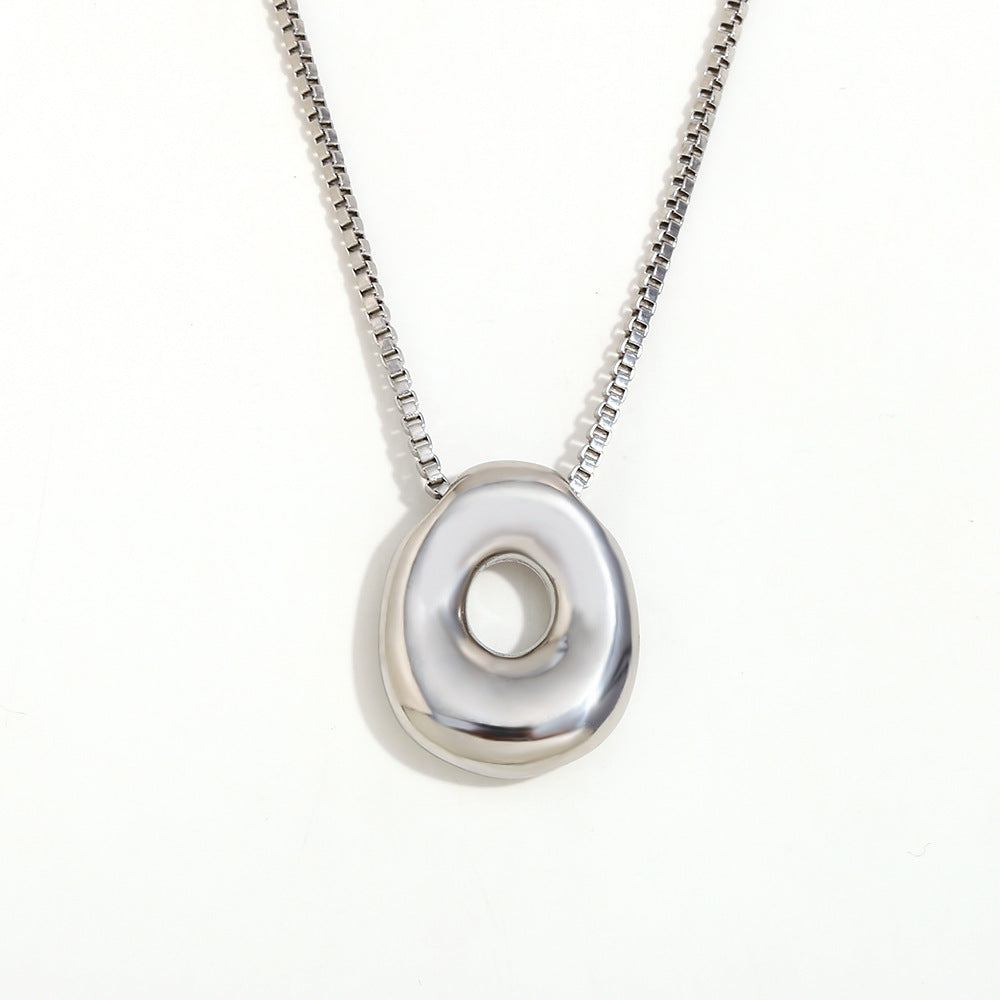 Minimalist Fashion Letter Necklace for Women Stainless Steel Pendant with 18K Gold Plating
