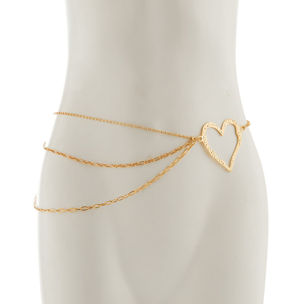Cadena corporal minimalista con forma de corazón para mujer con flecos delicados y cierre de langosta de metal