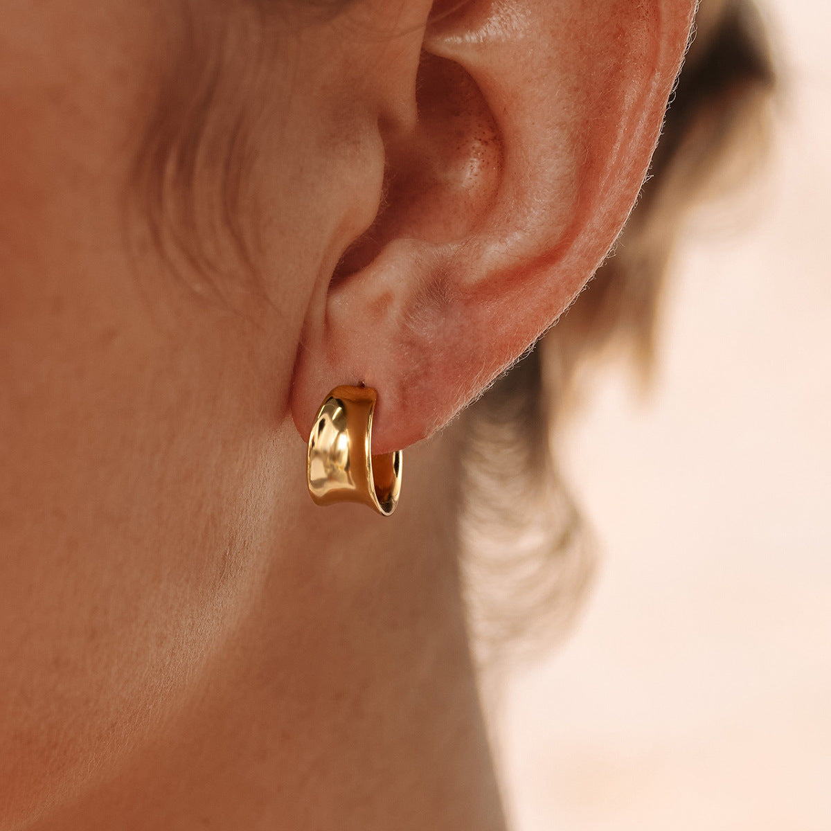 Pendientes de Acero de Titanio Geométricos para Mujer con Acabado Galvanizado, Joyería de Acero Inoxidable Hipoalergénica y a la Moda