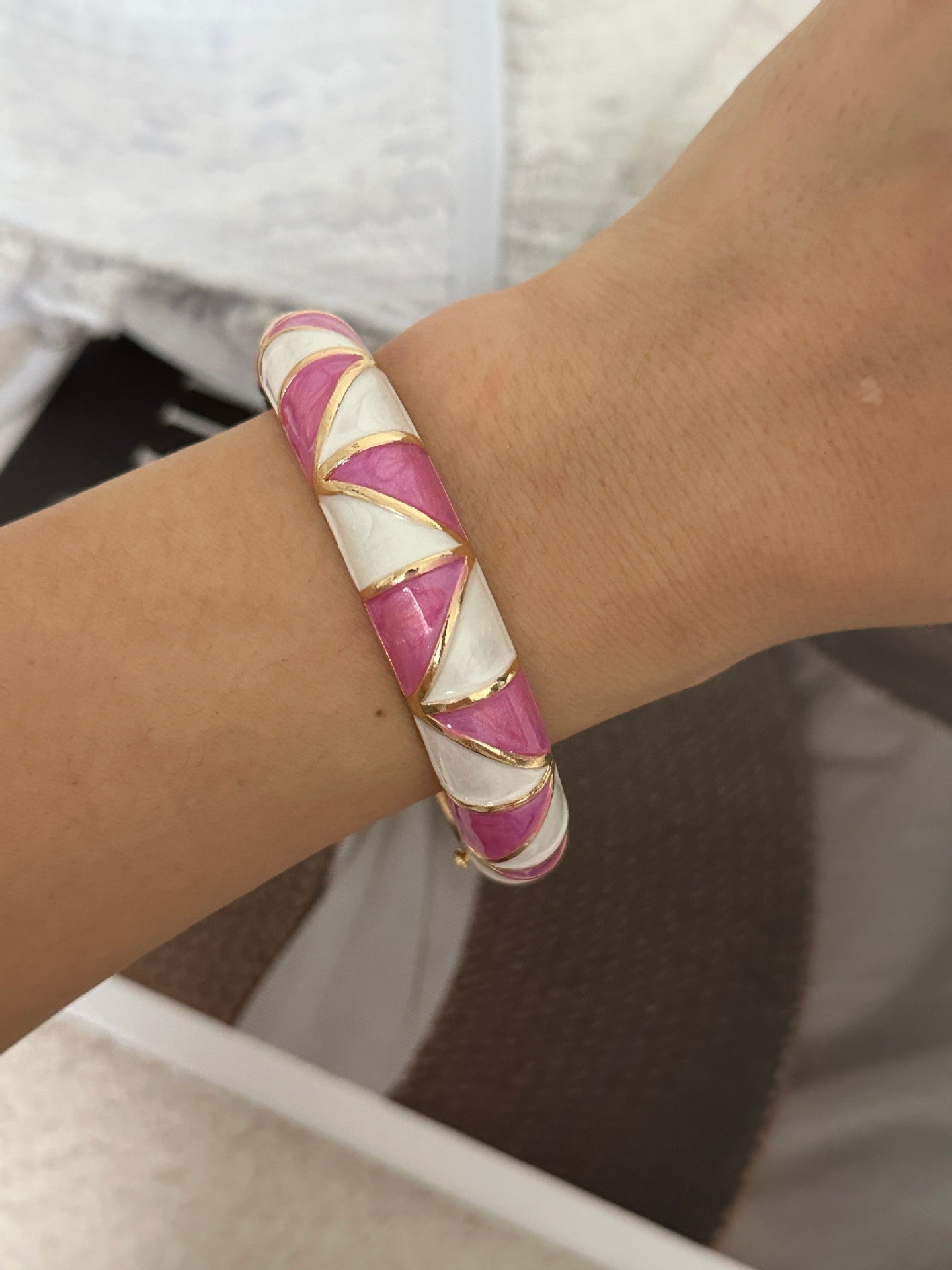 Colorful Geometric Checkered Drip Oil Plated Alloy Open Cuff Bracelet