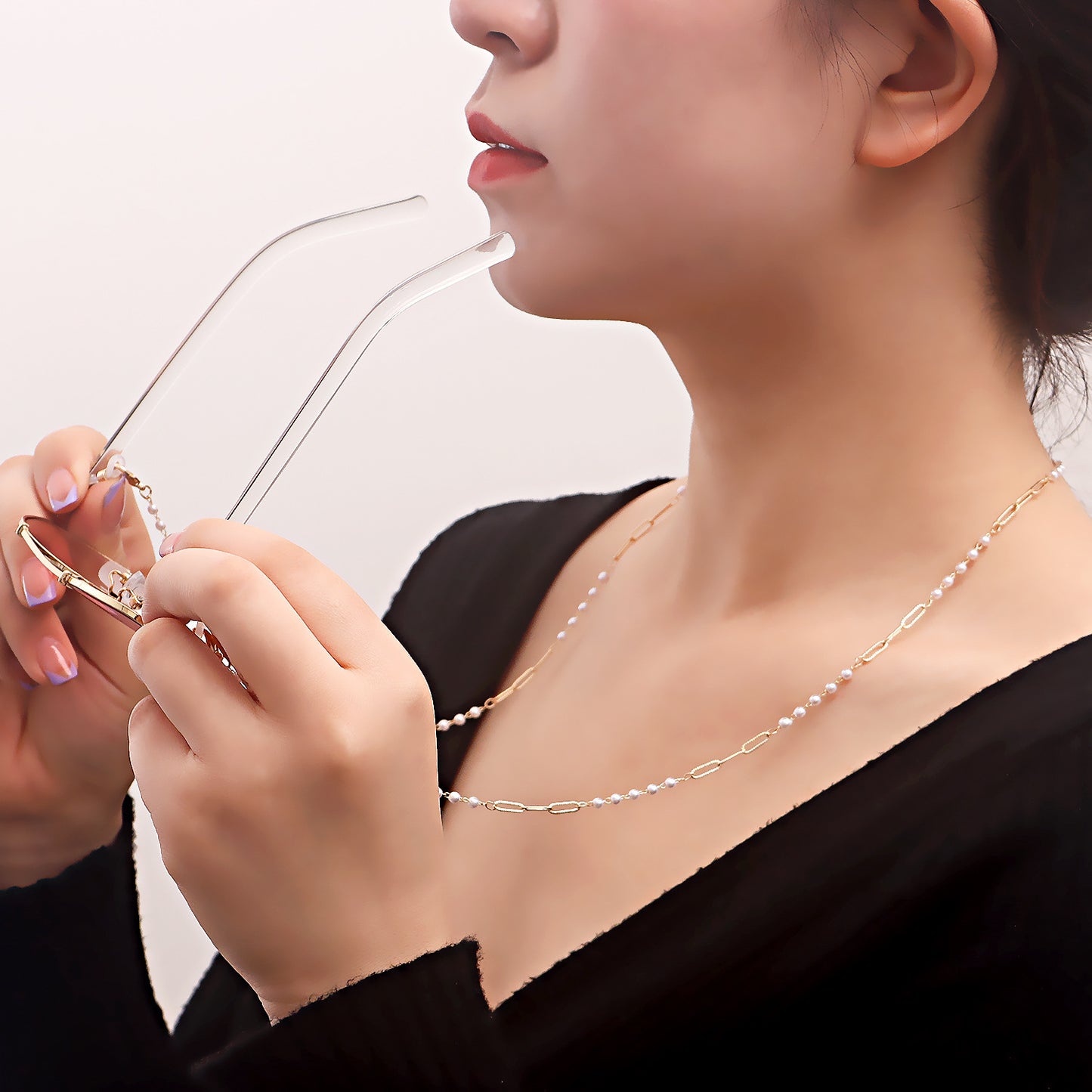 Star Round Heart Pearl Alloy Mask Chain and Eyeglass Holder