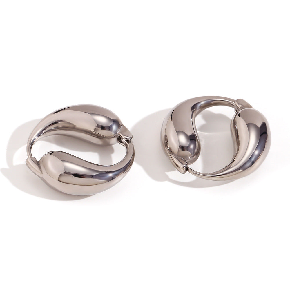 Vintage-Inspired Geometric Stainless Steel Earrings with 18K Gold Plating for Women