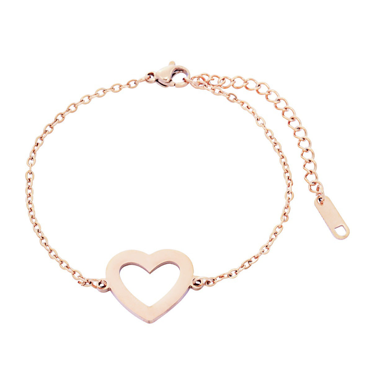 Bracciale da donna minimalista a cuore vuoto in acciaio inossidabile con finitura placcata