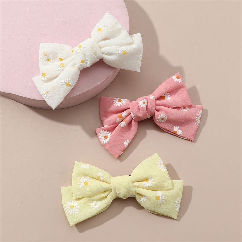 Set di Fermagli per Capelli Bambina con Fiocco Floreale - Accessori per Capelli in Tessuto a Doppio Strato con Dettagli Fatti a Mano