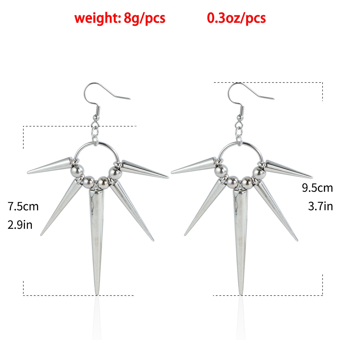 Punk Geometric Metal Stud Earrings with Electroplated Finish for Women and Unisex Wear