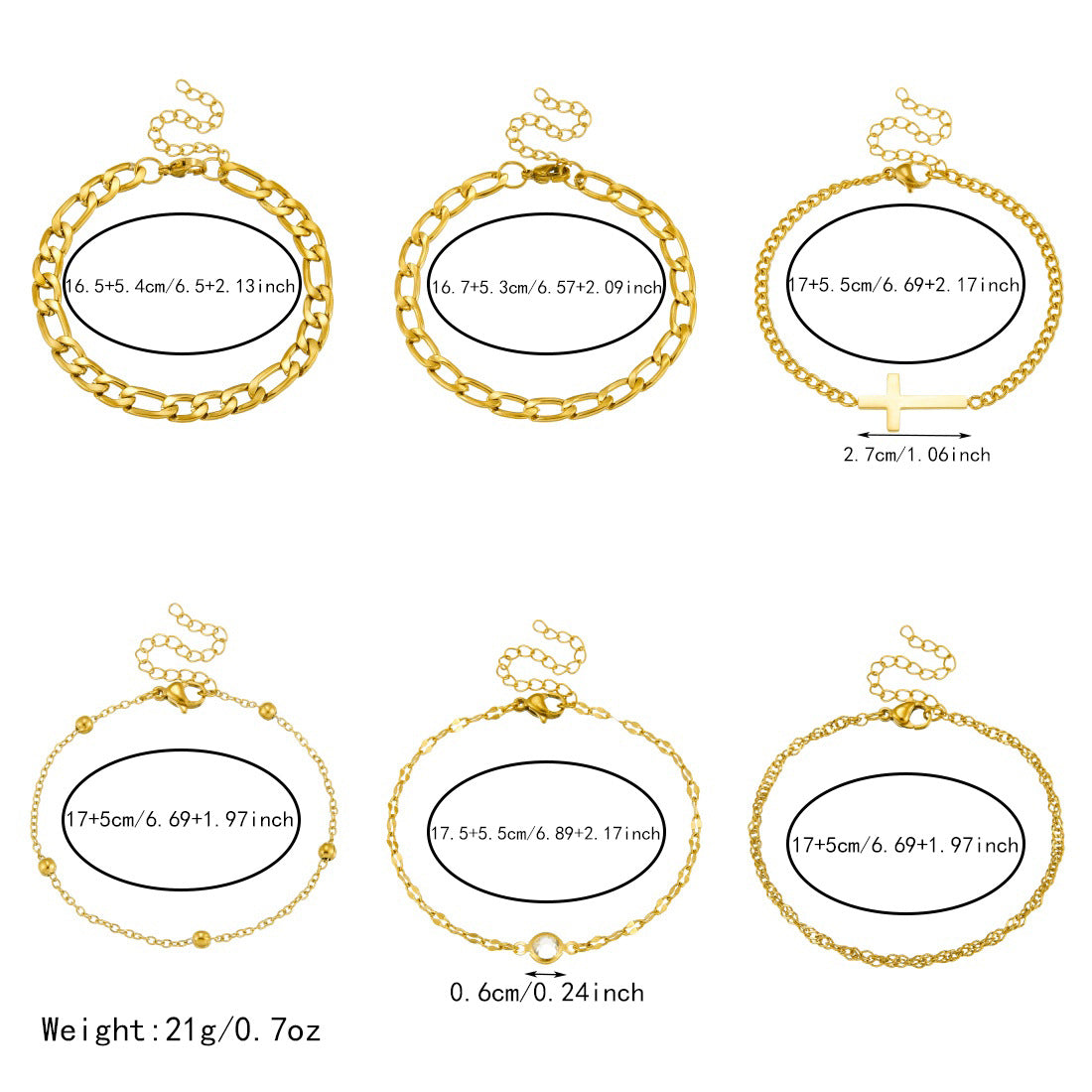 Punk Hip-hop Gold Plated Cross Stainless Steel Cuban Link Chain Bracelet Unisex