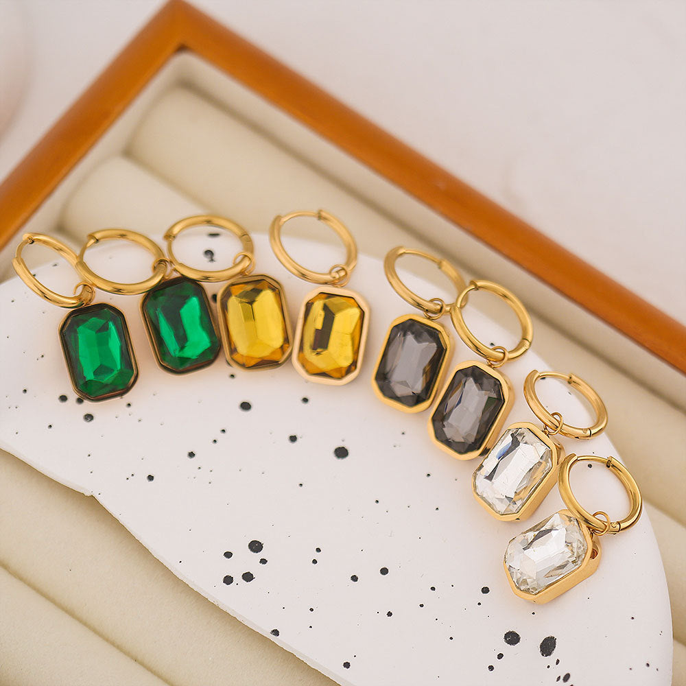 Pendientes de Aro para Mujer Estilo Hip Hop con Diseño Geométrico en Forma de U de Acero Inoxidable Chapado en Oro Minimalista de Lujo