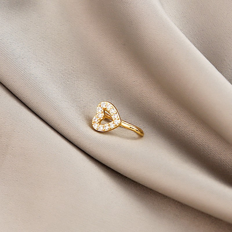 Minimalist Geometric U-Shaped Nose Clip Brass 18K Gold Plated Cubic Zirconia Adjustable Charm Bar