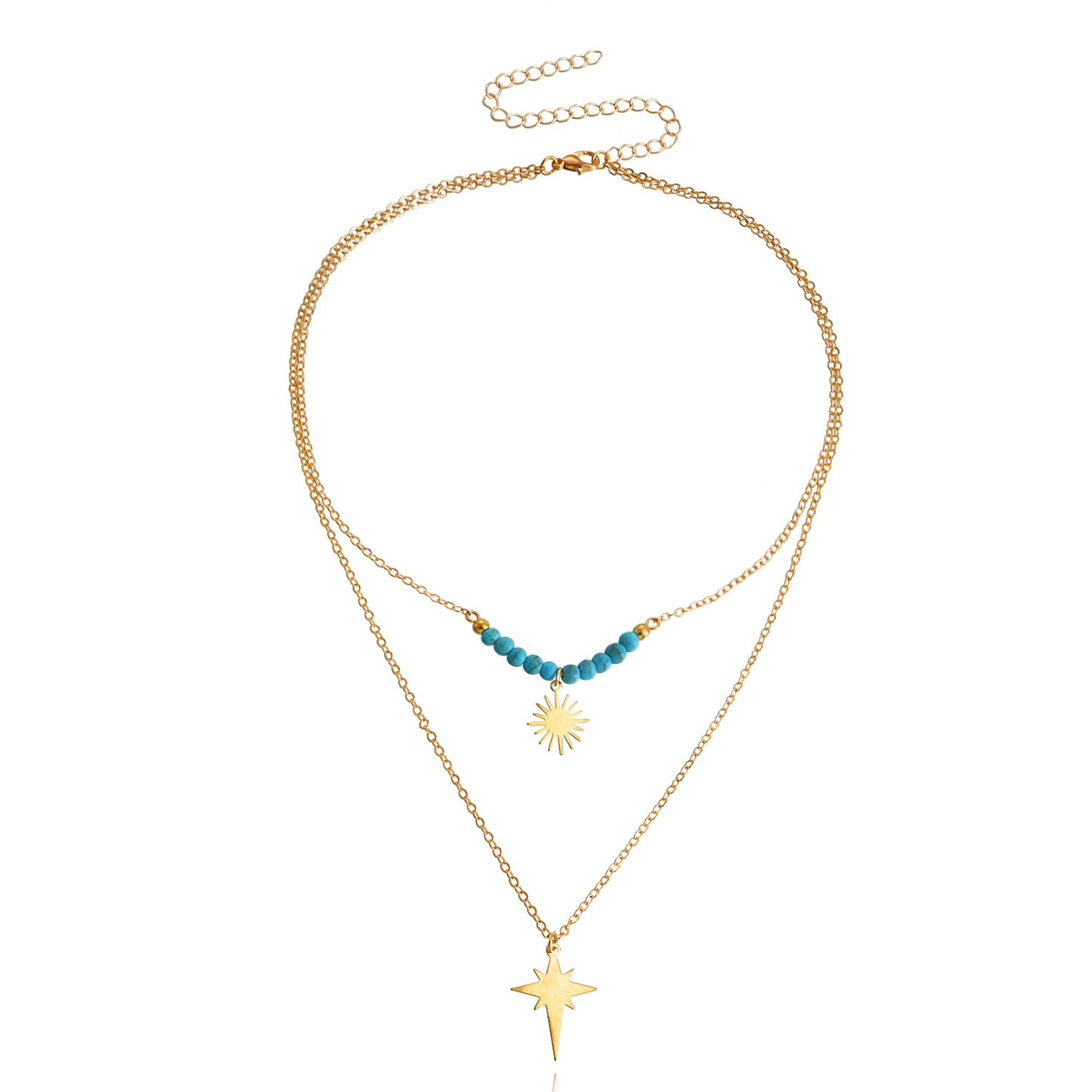 Minimalist Geometric Two-Tier Clavicle Necklace in Alloy with Plated Finish for Women