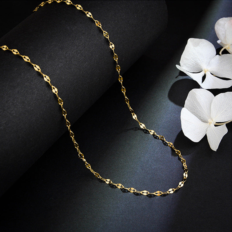 18K Gold Plated Geometric Lip Pendant Titanium Steel O-Chain Necklace for Women