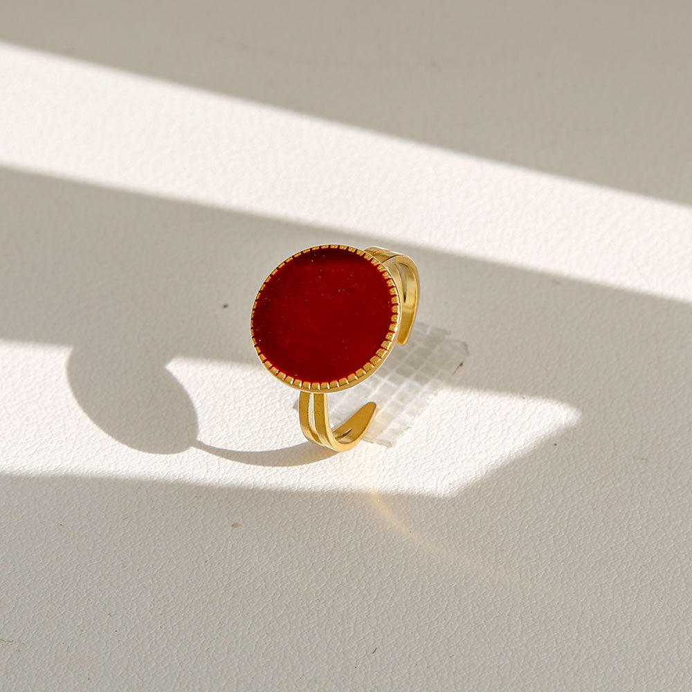 Anello di tendenza da donna in acciaio inossidabile geometrico placcato oro con perle e fiori stile Instagram