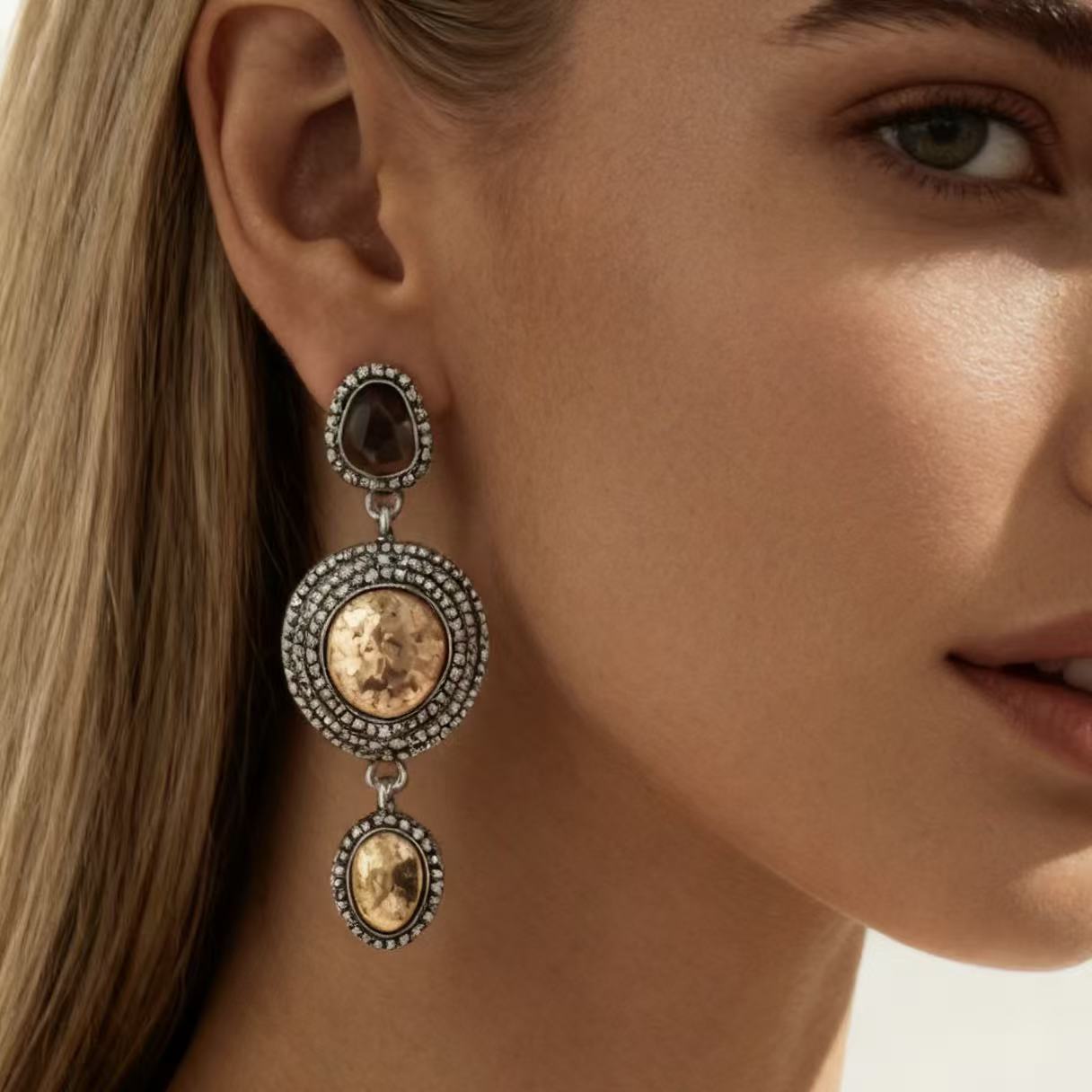 Vintage Bohemian Ethnic Floral Alloy Tassel Earrings