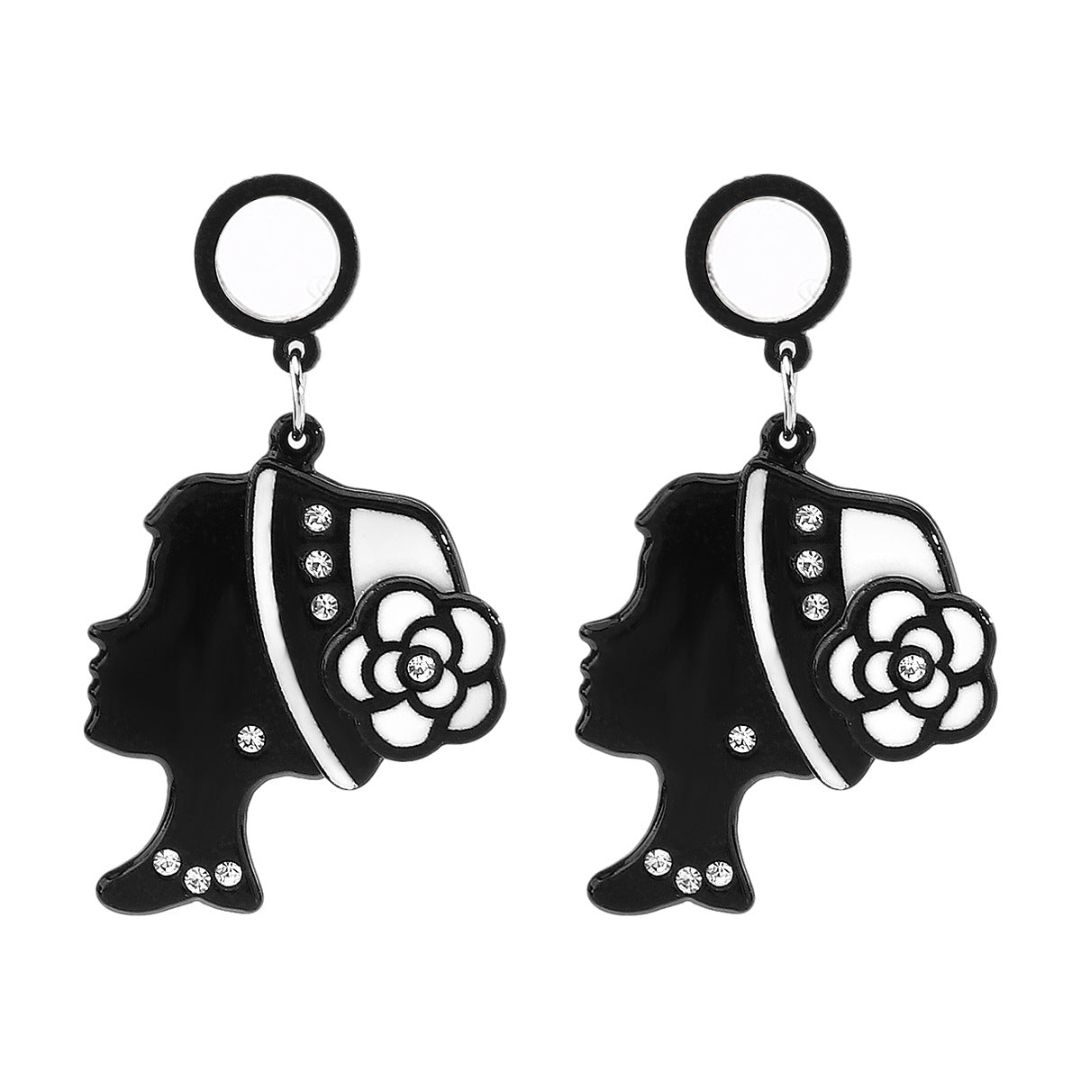 Cute Floral Acetate Stud Earrings with Camellia Design for Women