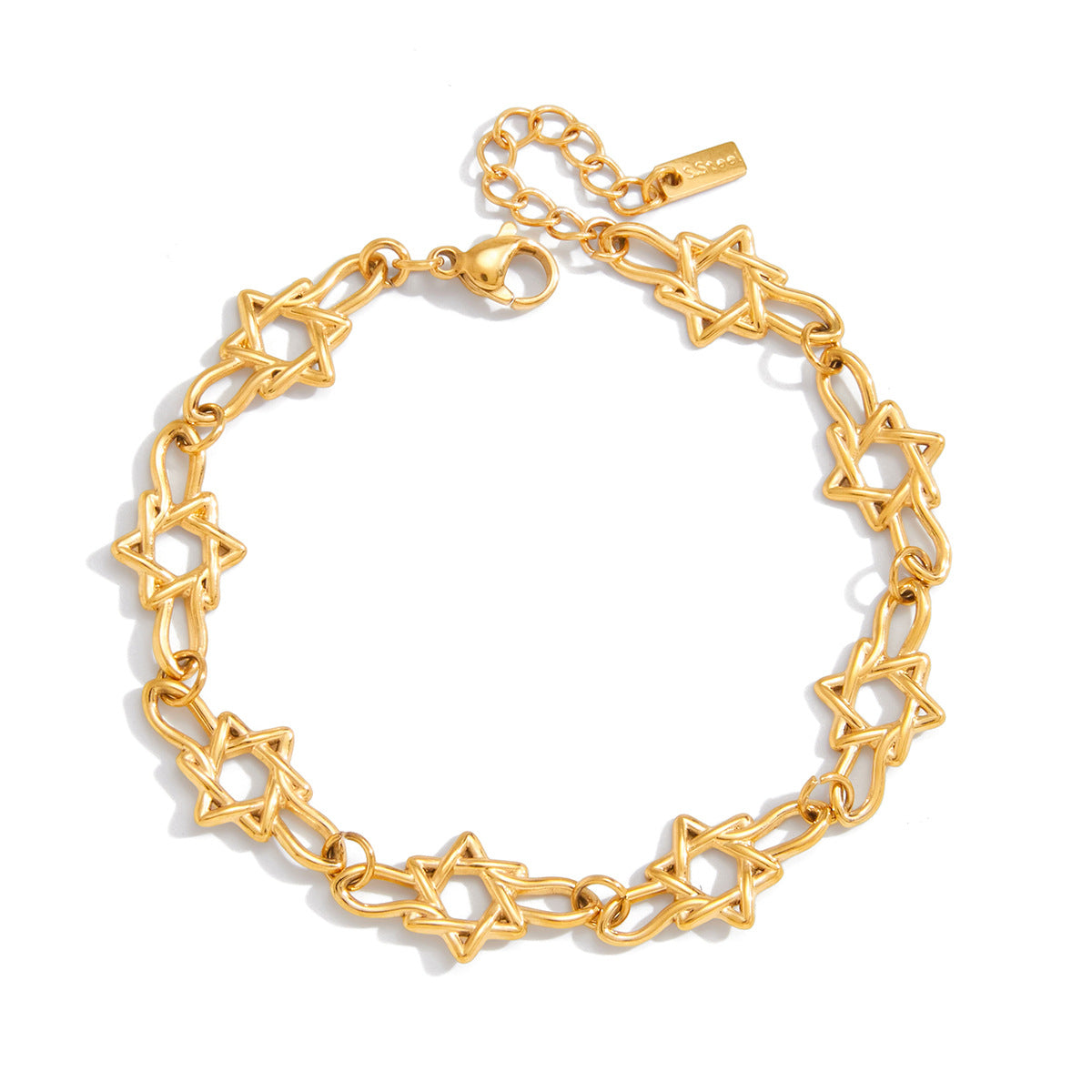 Elegant Minimalist Geometric Heart Stainless Steel Plated Cubic Zirconia Tennis Bracelet for Women