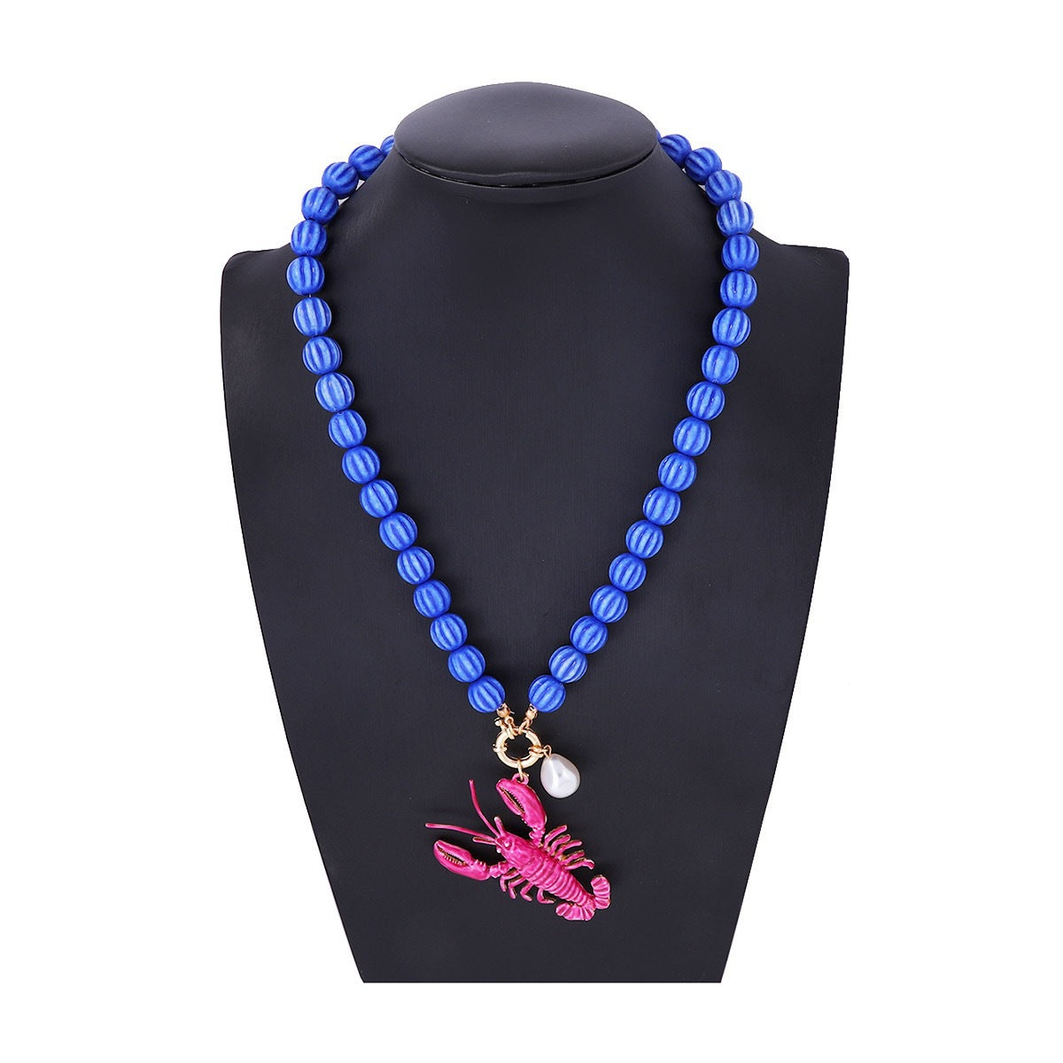 Collana Minimalista con Ciondolo a Gamberetto in Lega e Catenina a Sfera per Abbigliamento Casual Unisex