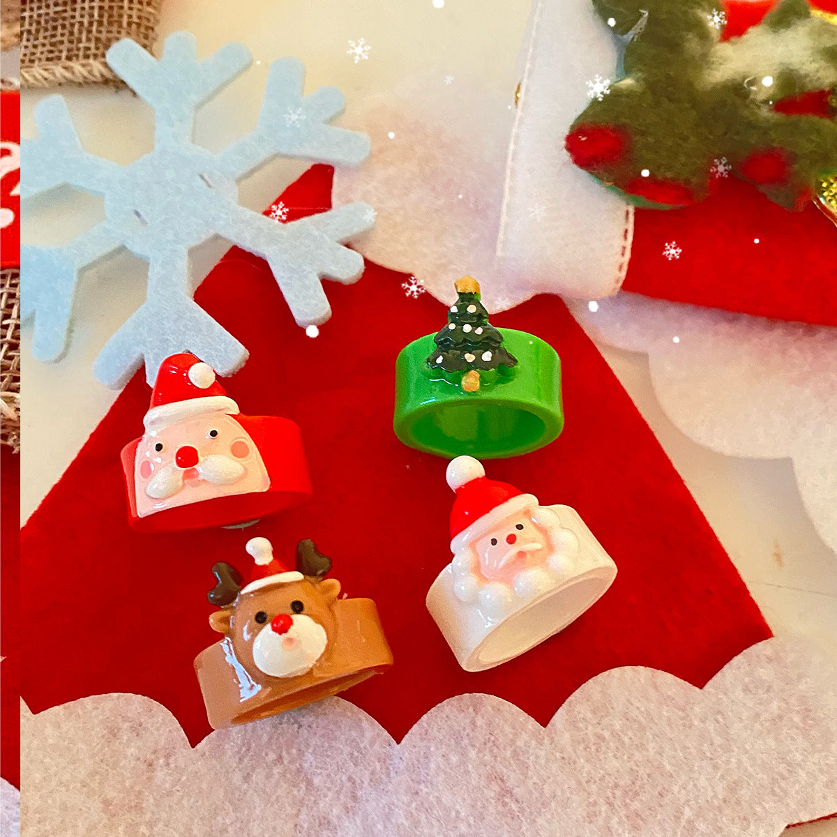 Sweet Cartoon Animal Acrylic Ring for Women Christmas Gift