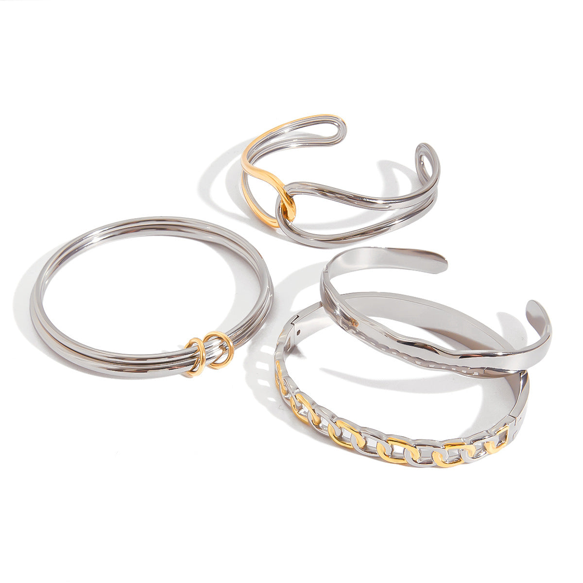 Pulsera de Acero Inoxidable Geométrica Bañada para Mujer con Estética Minimalista de Lujo