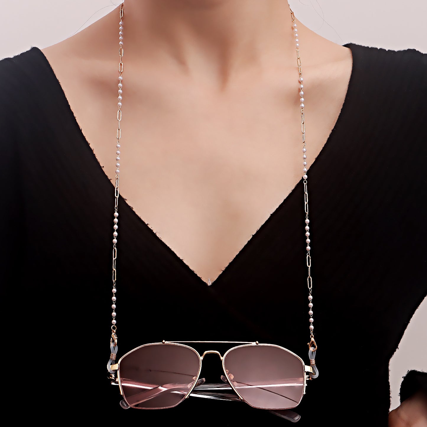 Star Round Heart Pearl Alloy Mask Chain and Eyeglass Holder