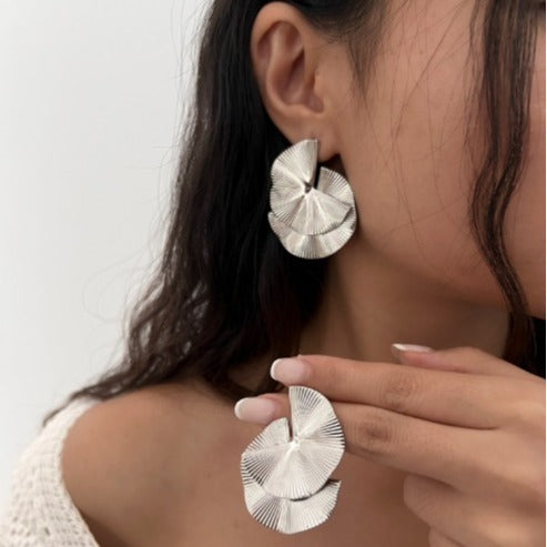 Twisted Design Asymmetric Plated Alloy Earrings for Women