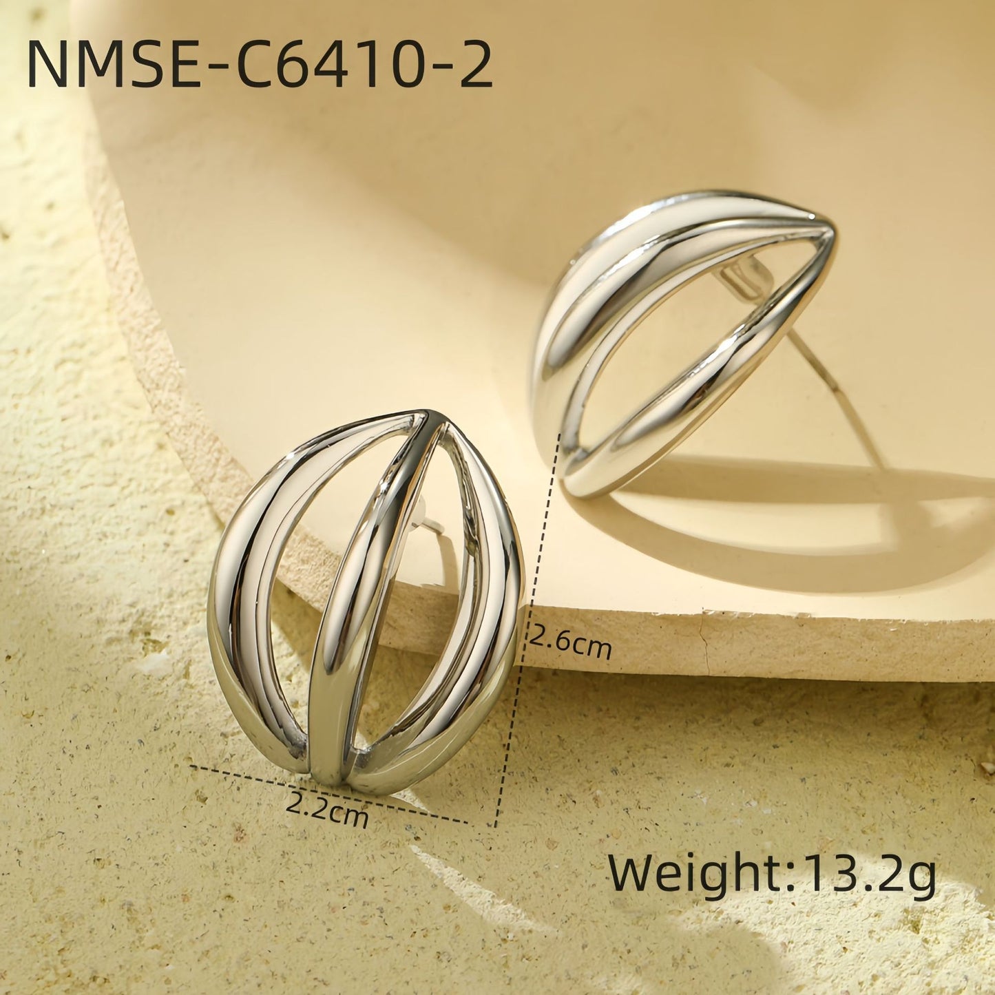 Vintage-Style Irregular Hollow-Out Titanium Steel Earrings for Women with 18K Gold Plating