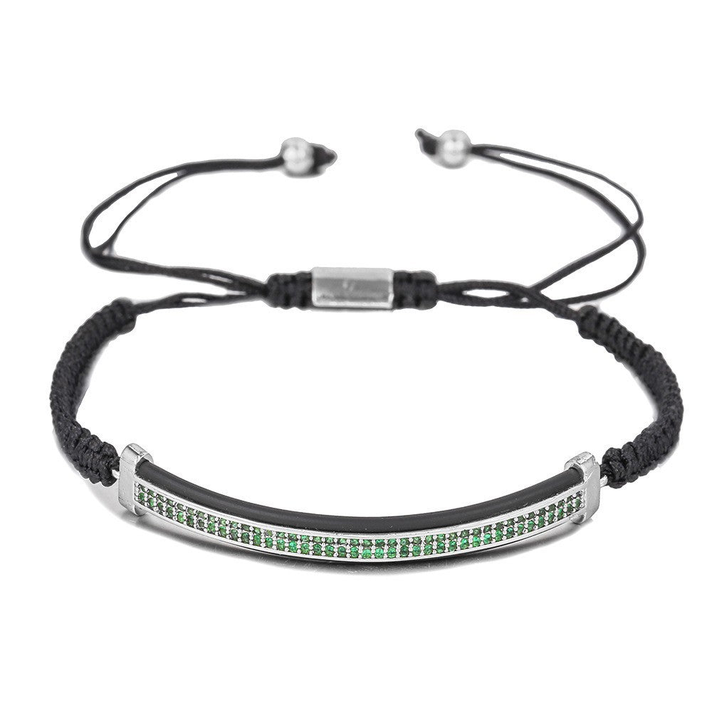 Minimalist Hip-hop Handmade Brass Micro-inlaid Cubic Zirconia Moon Geometric Bracelet