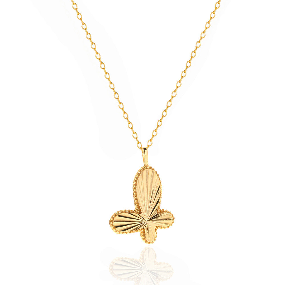 Dolce Collana con Ciondolo a Farfalla Placcato Argento Sterling 925, Stile Minimalista, per Donna