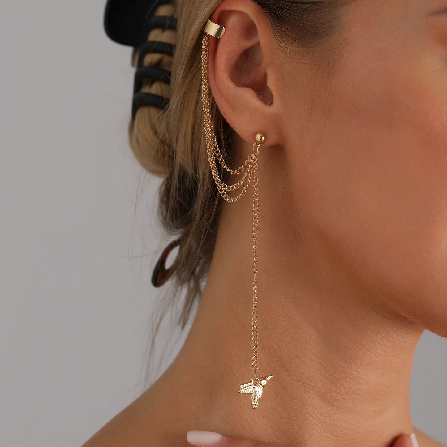 Vintage Geometric Cross Bird Round Plated Zinc Alloy Earrings for Women
