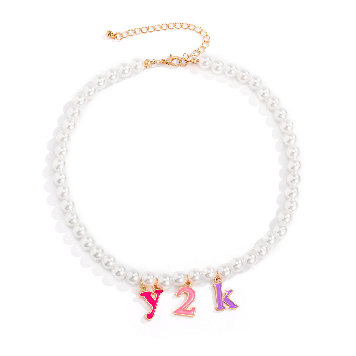 Collana Pendente con Lettera Minimalista Y2K con Finitura Smaltata in Lega per Donna
