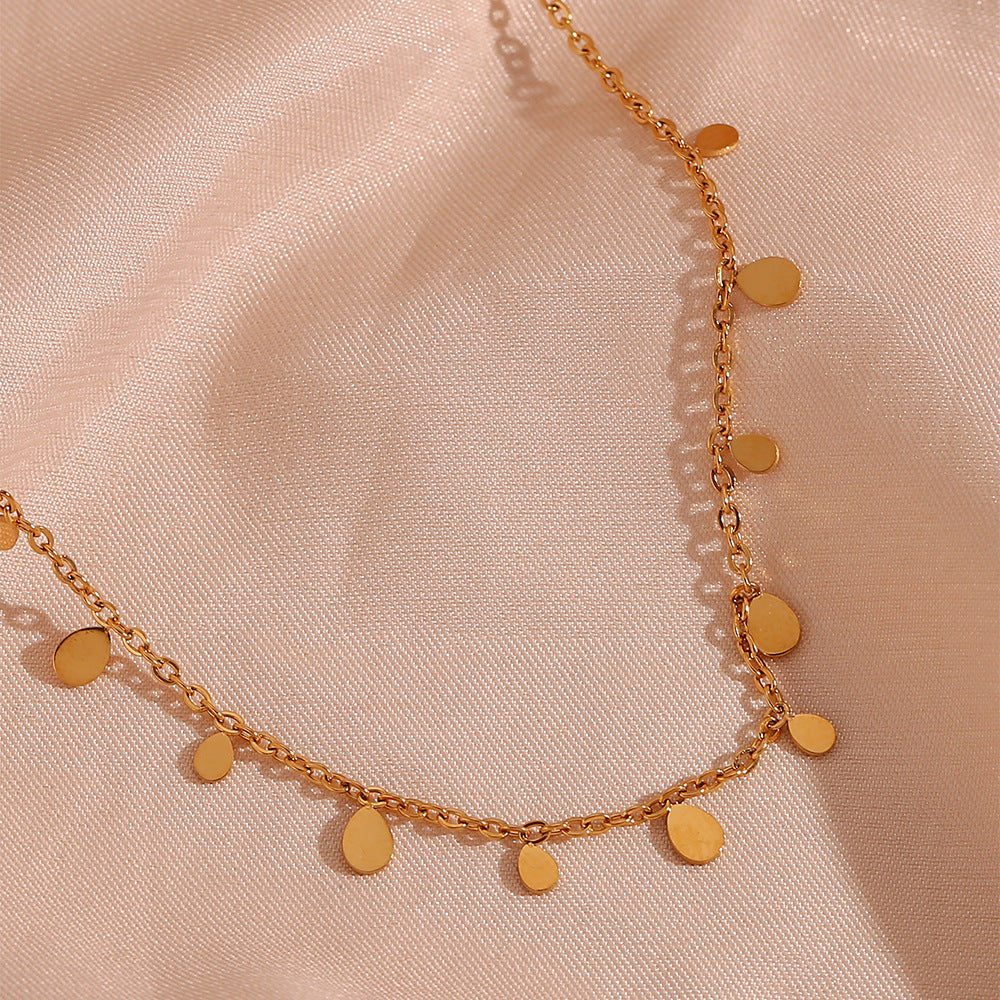 Collar de Acero Inoxidable con Forma de Gota, Chapado en Oro de 18K, Minimalista y a la Moda para Mujer