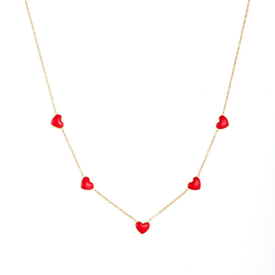Minimalist Sweet Heart Teardrop Drip Oil Gold Plated Stainless Steel Jewelry Set for Women