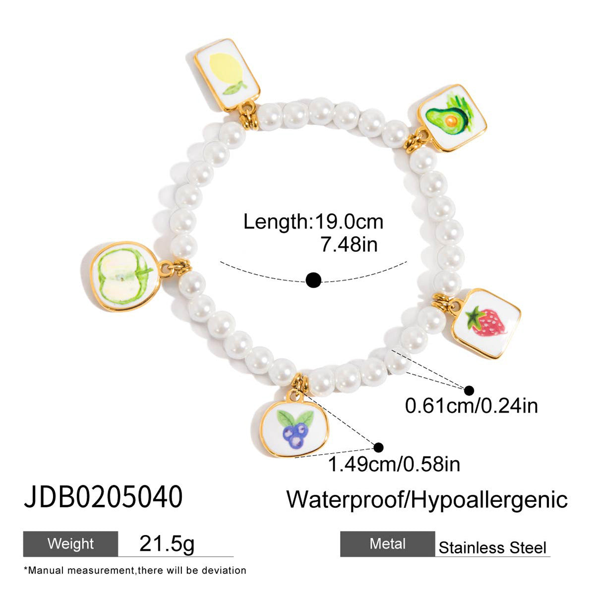 Bracciale Minimalista Geometrico Placcato Acciaio Inossidabile con Finitura Smaltata da Donna