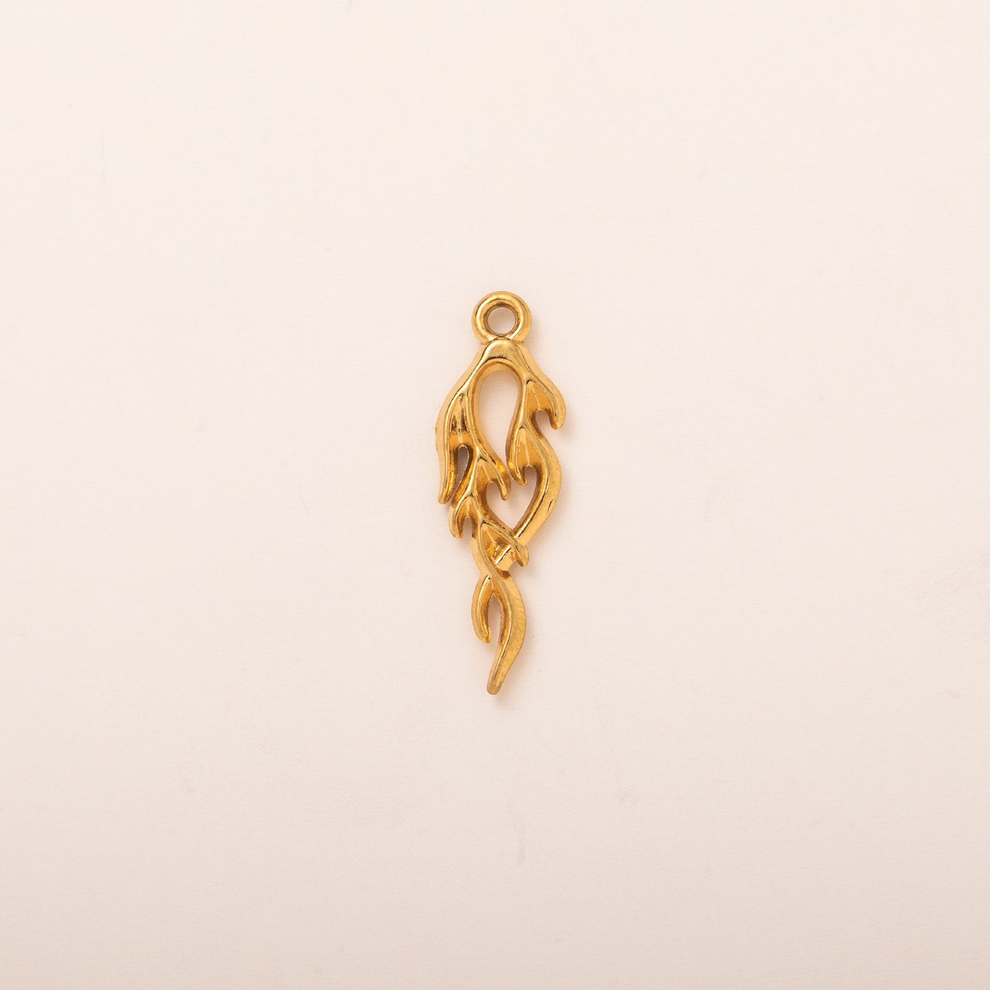 Vintage 18K Gold Plated Stainless Steel Plant Pendant Charm Bar with Adjustable Chain