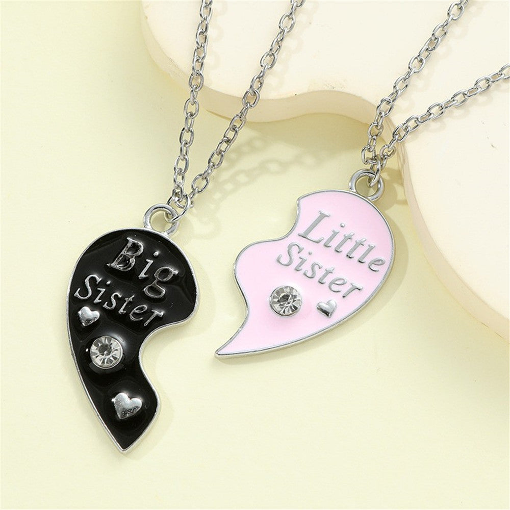 Collar de aleación con forma de corazón "Mejores amigas" con acabado esmaltado para niñas, ecológico y probado para la seguridad