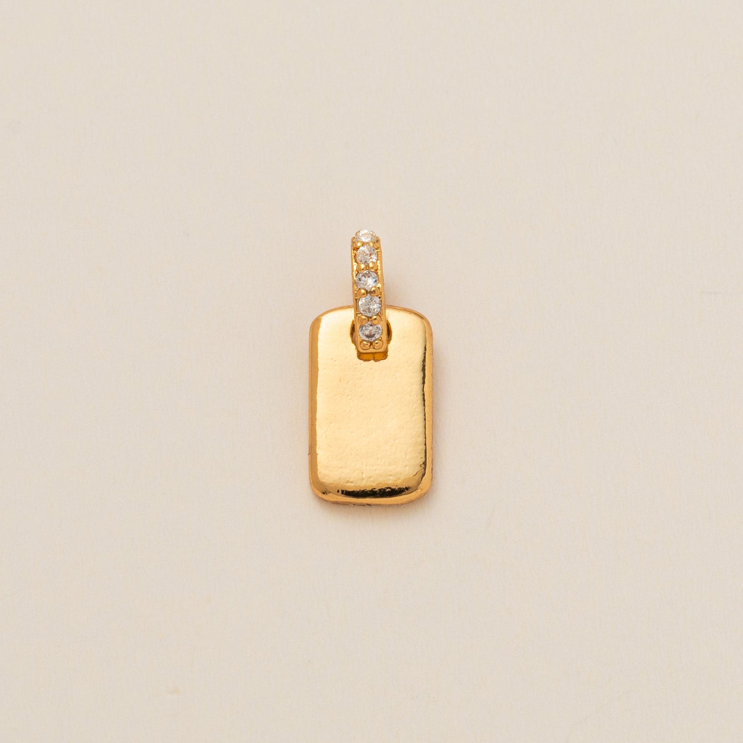 Minimalist Square Geometric Brass Charm Bar with Cubic Zirconia Inlay for Women